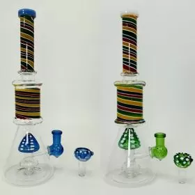 Waterpipe Candy Striped With Mushroom Perc - 13 Inches - RH-186