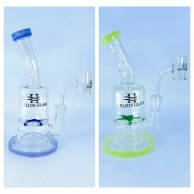 Helios - Glass Waterpipe - 7 Inch - Bent Neck With Star Perc 