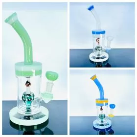 2 Tone Neck Bent Waterpipe With Mushrooms Perc - 10 Inch - WPAG113