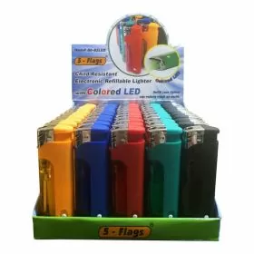 5 Flags - Led Lighters - Assorted Colors - 50 Count Per Display