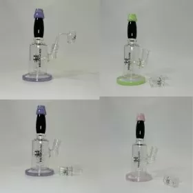  7.5-inch Helios Glass Waterpipe - Color Tube With Matrix Perc and Banger (WPNA 791)