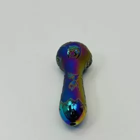  Sense Glass - Handpipe 4-inches - Electroplated Spoon With Assorted Designs - (YD3415/105L)