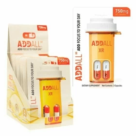 Addall Xr Brain Boost Supplement 750 Mg Per Capsule,2 Capsules Per Pack, 12-Pack Per Box - Focus And Mood Optimizer