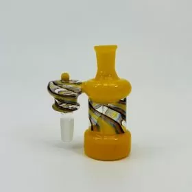 Ash Catcher - 90° Degree Angle with 14mm to 14mm Male Joint - Twisting Colors