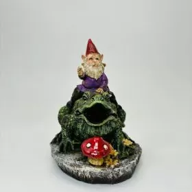Backflow Incense Burner Gnome Riding Frog - 3254