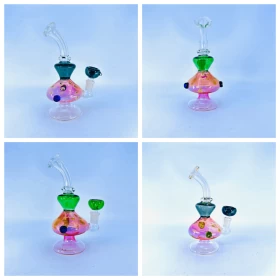 Bent Neck Fumed Waterpipe With Inline Perc - 7 Inch - WPAG132