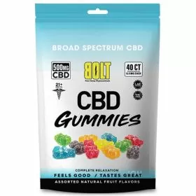 Bolt Broad Spectrum - CBD Gummies - 500mg - 40 counts Per Bag - Assorted Fruit Flavors