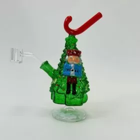 Christmas Tree Waterpipe with Candy and 14 mm Banger Perc - 8 Inches