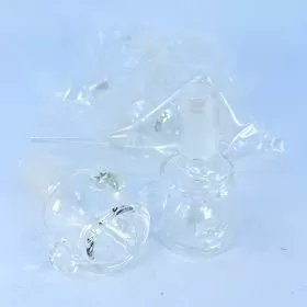 Clear Slide Bowl - 14mm - Male - 3 Circle - Assorted Colors - 5 Counts Per Pack - MSBL16