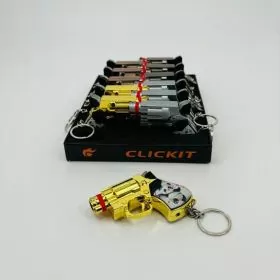 Clickit - Mini Revolver Gun-Lighter With Keychain - Assorted Designs - 12 Counts Per Display - GH-5917