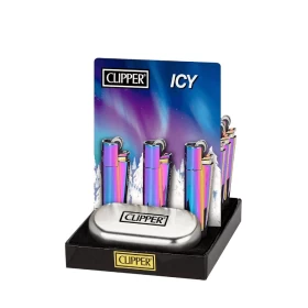Clipper Full Metal Lighter Icy - 12 Counts Per Display