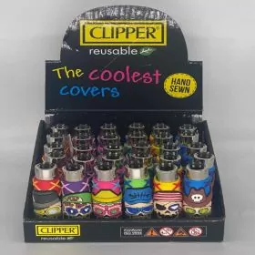 Clipper - Lighter Pop Skulls With Hand Sewn Cover - 30 Lighter Per Display