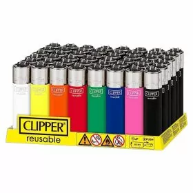 Clipper Lighter - Reusable - 48 Pieces Per Display - Metallic Fluid - Assorted Colors