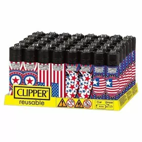 Clipper Lighter - Reusable - 48 Pieces Per Display - Stars - Assorted Designs