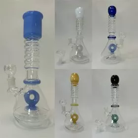 Colored Mouthpiece and Donut Shower Head Waterpipe - 10 Inch - WPLG167