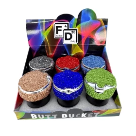 Butt Bucket Diamond Top Car Ashtray With Led Light - Assorted Colors - FDX5001-C