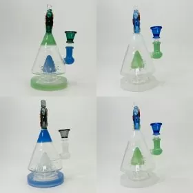 Double Pyramid Waterpipe With Donut Art Perc - 8 Inches - (RH-177) 