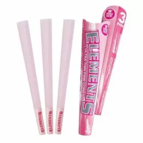Elements - King Size - Ultra Thin Pink Cones - 3 Cones Per Pack - 32 Packs Per Box