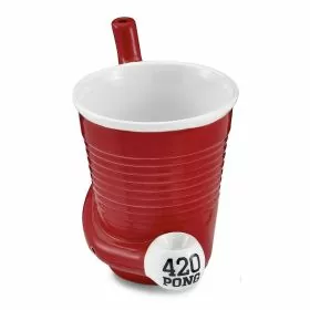 Fashioncraft Ceramic Red Beer Pong Mug Pipe - 88192