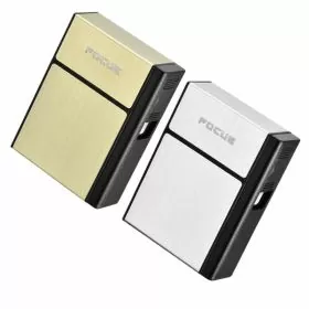 Focus - Cigarette Case With Electric Lighter - Assorted Colors - Price Per Piece