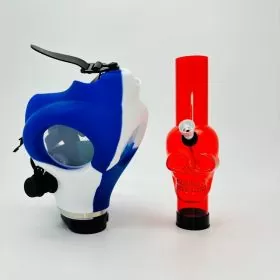 Gas Mask Silicone Character With Waterpipe - Assorted Colors and Designs