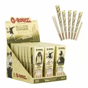 Grollz Cones - 1 1/4 Size - Organic Extra Thin - Banksys Graffiti - 6 Counts Per Pack - 24 Packs Per Display