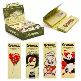 Grollz Papers Organic Extra Thin 1 1/4 Size With Tips 50 Per Pack - 24 Packs Per Box - Banksys Graffiti