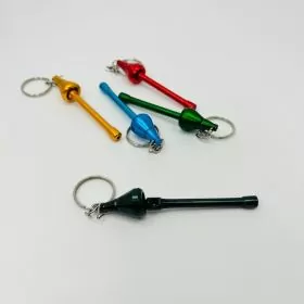  Metal Handpipe With Mushroom Keychain - 4 Inches - 12 Counts Per Pack - Assorted Colors - MT 9038