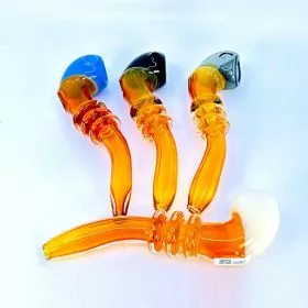Heavy Sherlock Handpipe - 7 Inch - 2 Tone Fumed - Assorted Colors - Price Per Piece - HPMS88