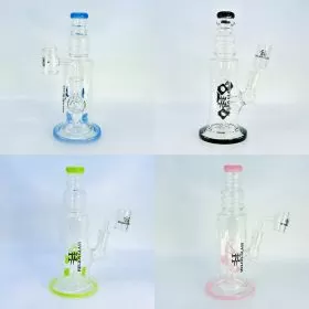 Helios - 8 Inch Glass Waterpipe - Straight With Inline Perc
