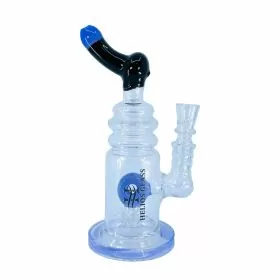 Helios - Glass Waterpipe - 8 Inch - Straight Multi ring With Donut and Showerhead Perc - WPTG102