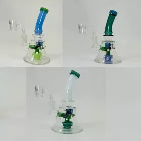 Helios Glass - 6 Inch Waterpipe - Bell Base With Color Tube and Showerhead Perc