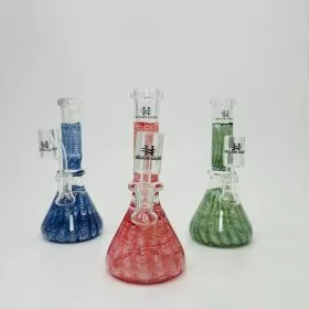 Helios Glass - 7 Inches Waterpipe - Beaker Raked Glass - Assorted Colors - (WPAA 018)