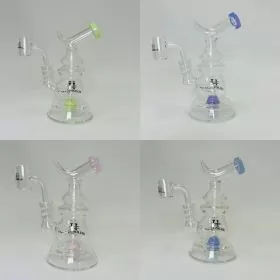 Helios Glass Waterpipe With Ball Showerheadperc and Banger - 6 Inch - WPNA793 