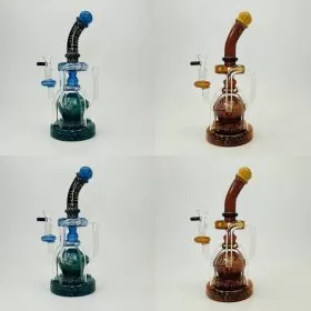 Hipster - Recycler Waterpipe With Graffiti Theme Electroplated - 11 Inches - LF065 