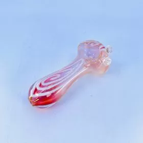 HPMS104 - 4.5 Inch Handpipe - Pink Fumed Spoon With White Lines
