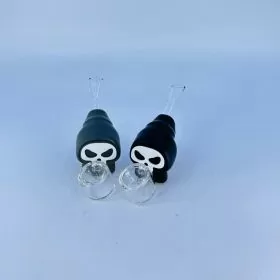 Skull Head Silicone Handpipe With Glass - 4 Inch - 4 Counts Per Pack