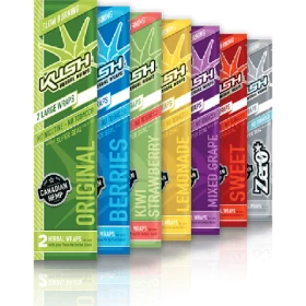 Kush Conical Herbal Cone Wraps - 2 In Pouch - 15 Pouch In A Box