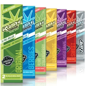 Kush Herbal Wraps Cones 2 Wraps / Pack - 25 In Box