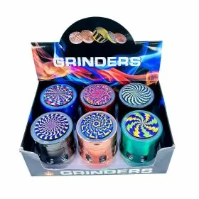 Metal Kaleidoscope Grinder With Led Light+Charger 63mm - 4 Parts - Assorted Designs