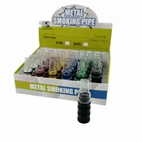 Metal Smoking Bullet Pipe With Flat Tip - 30 Counts Per Display