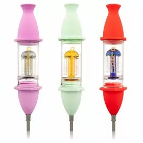 Aleaf - Nector Collector Kit - Silicone and Glass - 8 Inches - Assorted Colors - SL122 - Price Per Piece