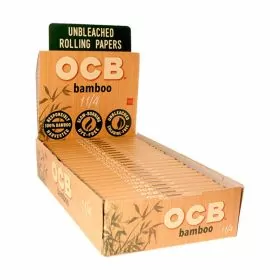 OCB Bamboo Ultra Thin Unbleached Papers - Slim Size - 24 Packs Per Box