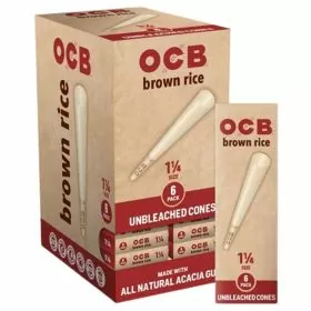 Ocb - Brown Rice Cones - 1 1/4 Size - Unbleached - 6 Pieces Per Pack - 32 Packs Per Box