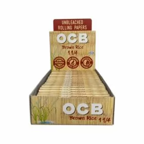 OCB Brown Rice paper - 1 1/4 Size Rolling Paper - 24 Packs Per Display
