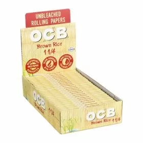 Ocb Brown Rice Paper 1 1/4 Size Ultra Thin Unbleached - 24 Pack Per Box