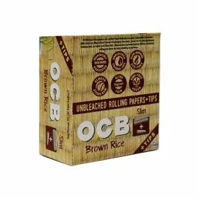 Ocb Brown Rice Slim Paper With Tips - 24 Packs Per Display