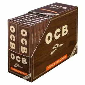 Ocb - Virgin Unbleached Papers With Tips Slim Size - 24 Pack Per Box