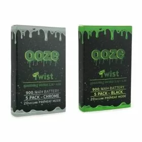Ooze - 900mAh - Twist Battery 3.3v - 4.8v With 20 Second Preheat Mode - Pack Of 5