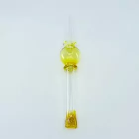 PCNC8 - 7 Inches - Nectar Collector - Straw With Flat Mouth - Amber - Ball